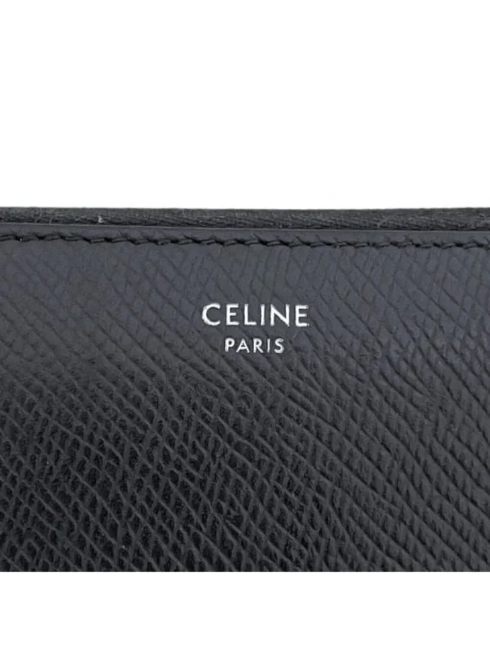 Celine Zip Around Wallet Large Zipped Black Leather Zipper Coin Purse